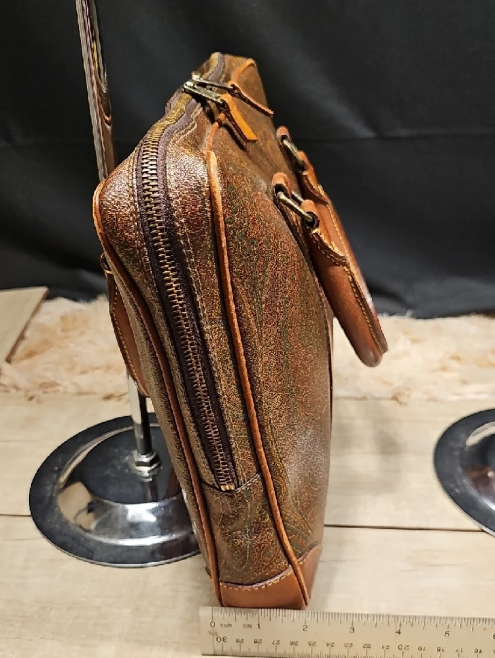 Etro Brown Paisley Leather Briefcase - Classic Travel Bag